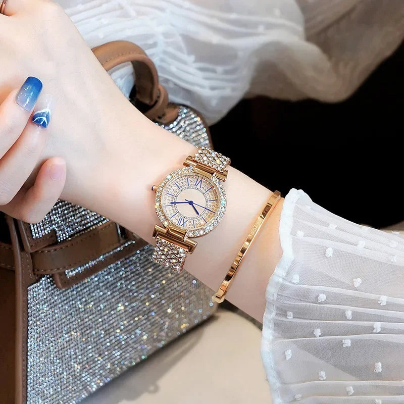 Ladies' Quartz Diamond Roman Numeral Starry Sky Watch Ladies Fashion Watch Qme