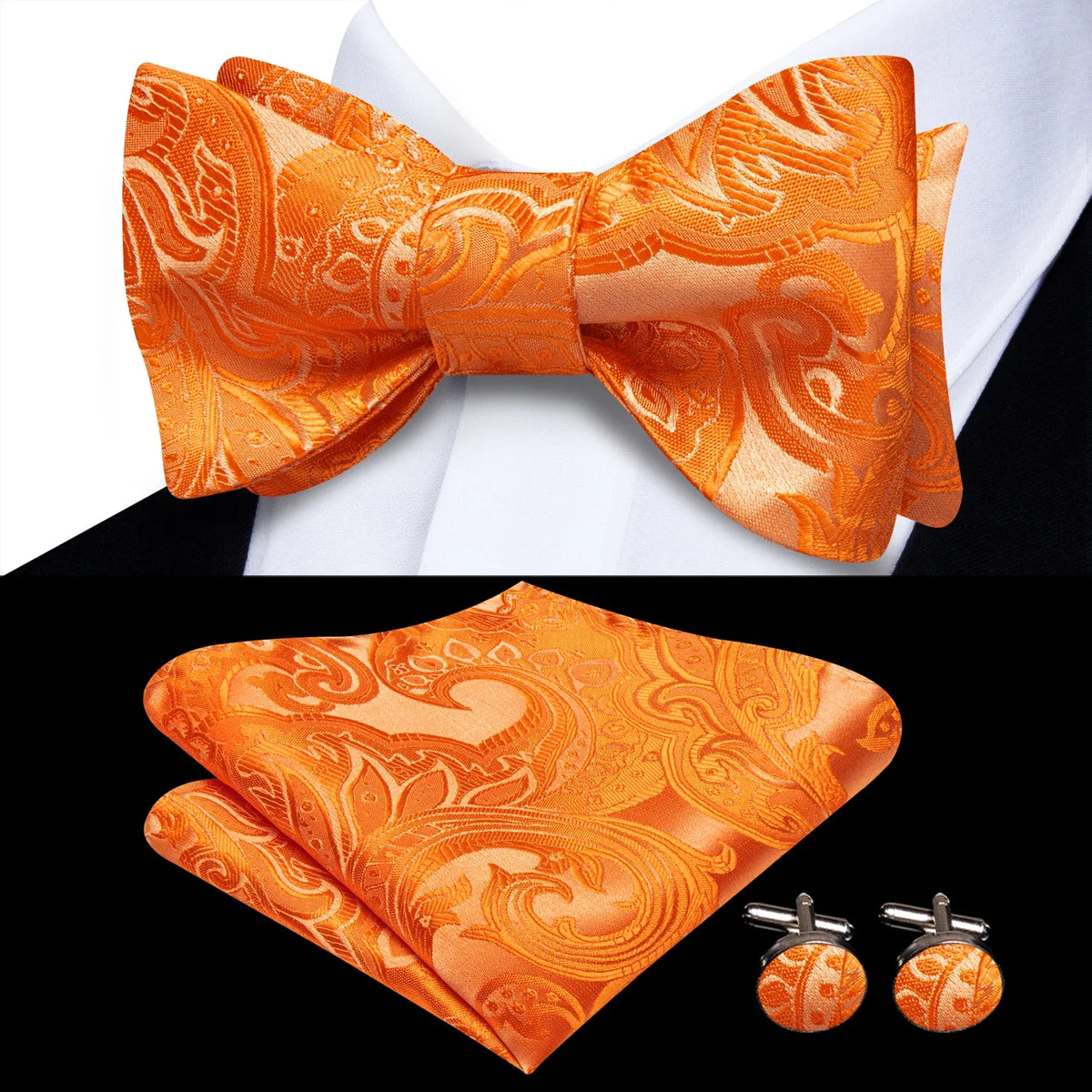 Men's Bow Tie, Pocket Square & Cufflinks Set | Hi-Tie Bow Tie Gift Set Qme HT-LH-2297