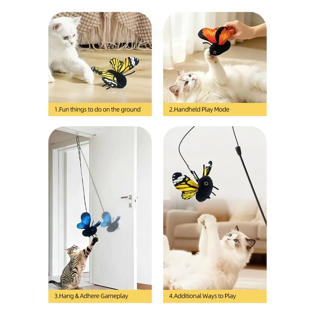 Indoor Auto Cat Teaser Toy – Rechargeable Butterfly Wand Interactive Cat Toy Qme