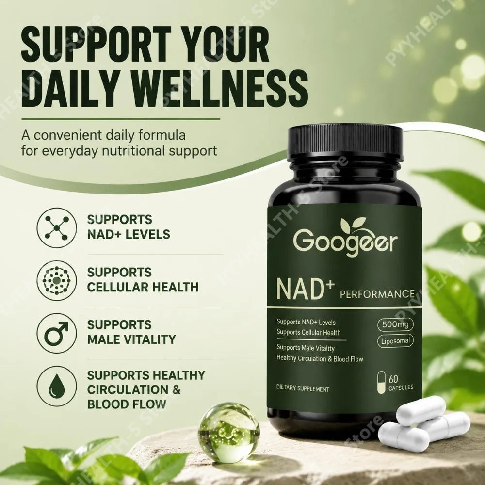 Googeer NAD+ 500mg Liposomal Capsules – 60ct Cellular Energy Dietary Supplement Qst