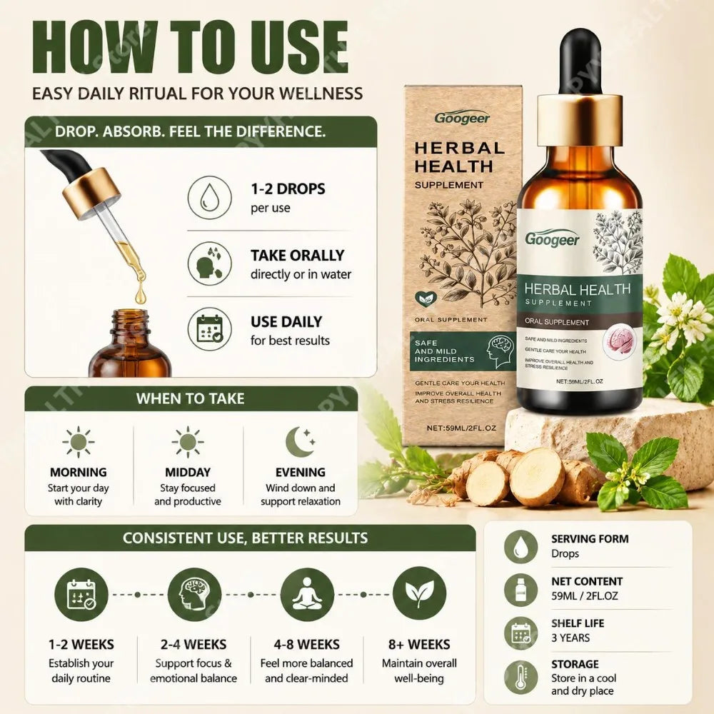 Googeer Herbal Supplement Drops – Vitamin B1 & Gluconolactone 59ml Herbal Supplement Drops Qst