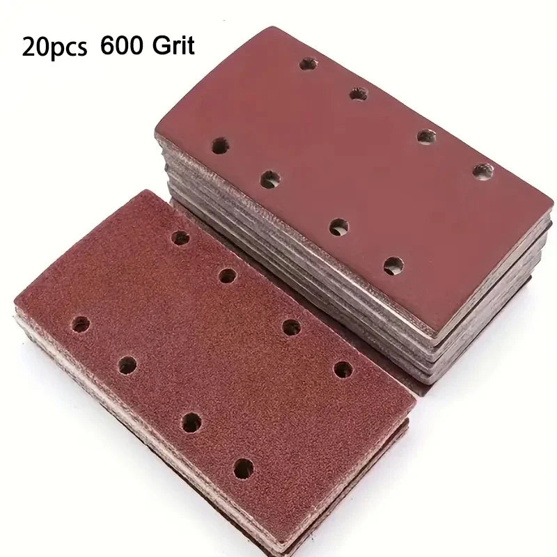 8-Hole Self-Adhesive Flocked Sandpaper Sheets – Assorted Grits Sanding Sheets Qme 20pcs 600 Grit