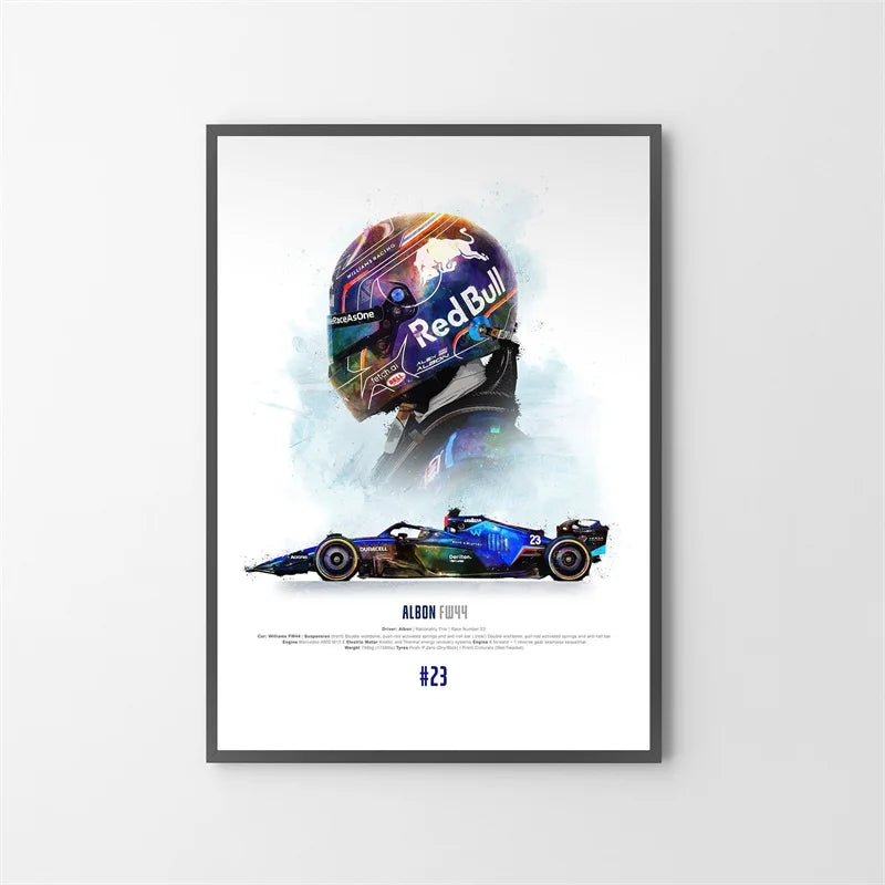 Watercolor F1 Racing Driver Helmet Canvas Print Wall Art
