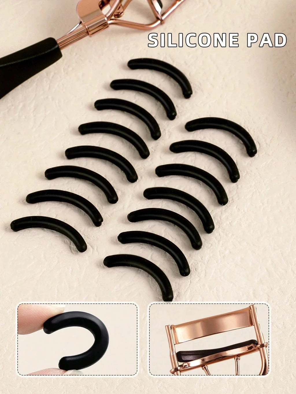 Eyelash Curler with 15 Silicone Pads – Portable Stainless Steel Eyelash Curler Qme