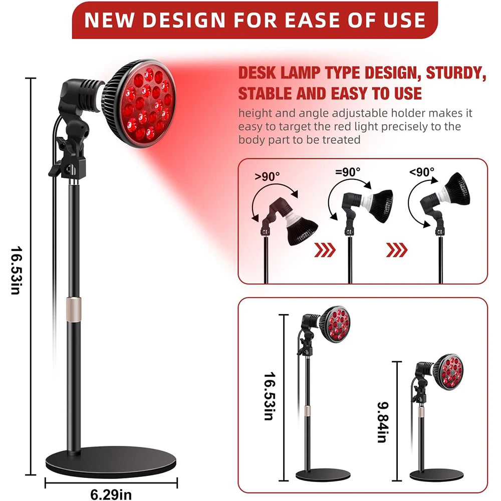 Jecaliz Red Light Therapy Lamp for Pets & Home 660nm 850nm Red Light Therapy Lamp Qst