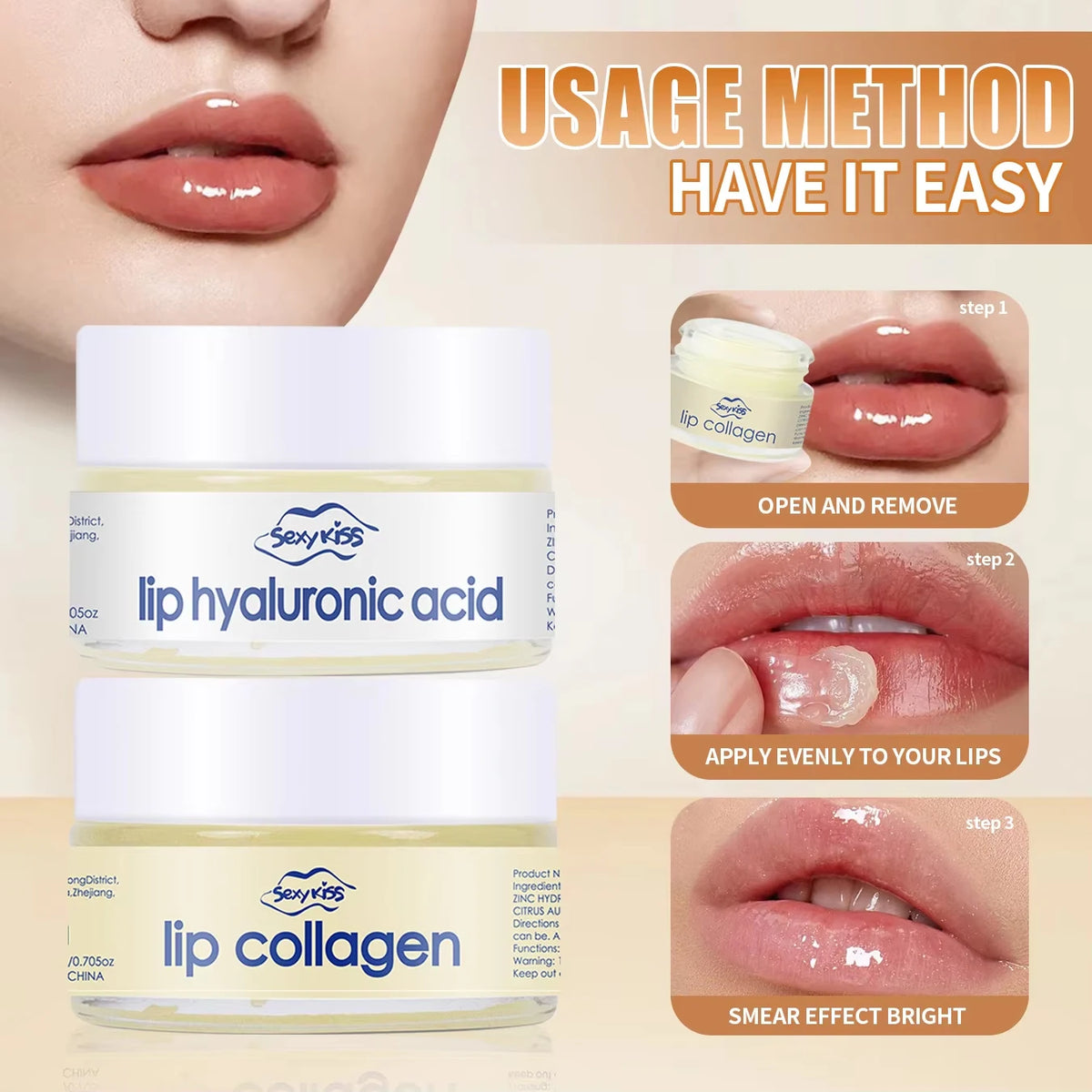 Collagen Sleeping Lip Mask 20g + Silicone Brush | Deep Moisture Sleeping Lip Mask Qst