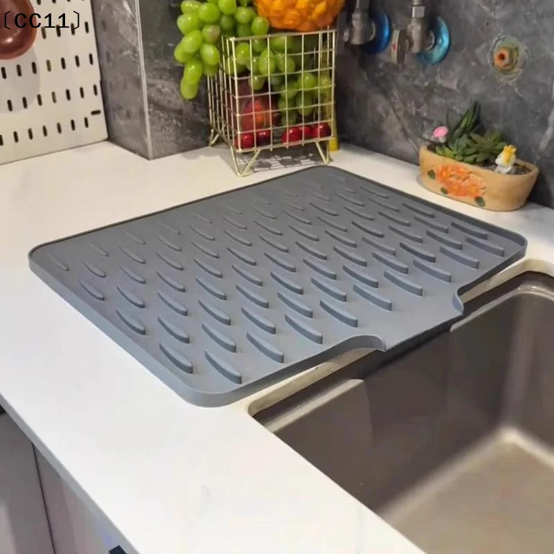 Silicone Dish Drying Mat – Tilted Drainage & Non-Slip, 9 Colors Dish Drying Mat Qme