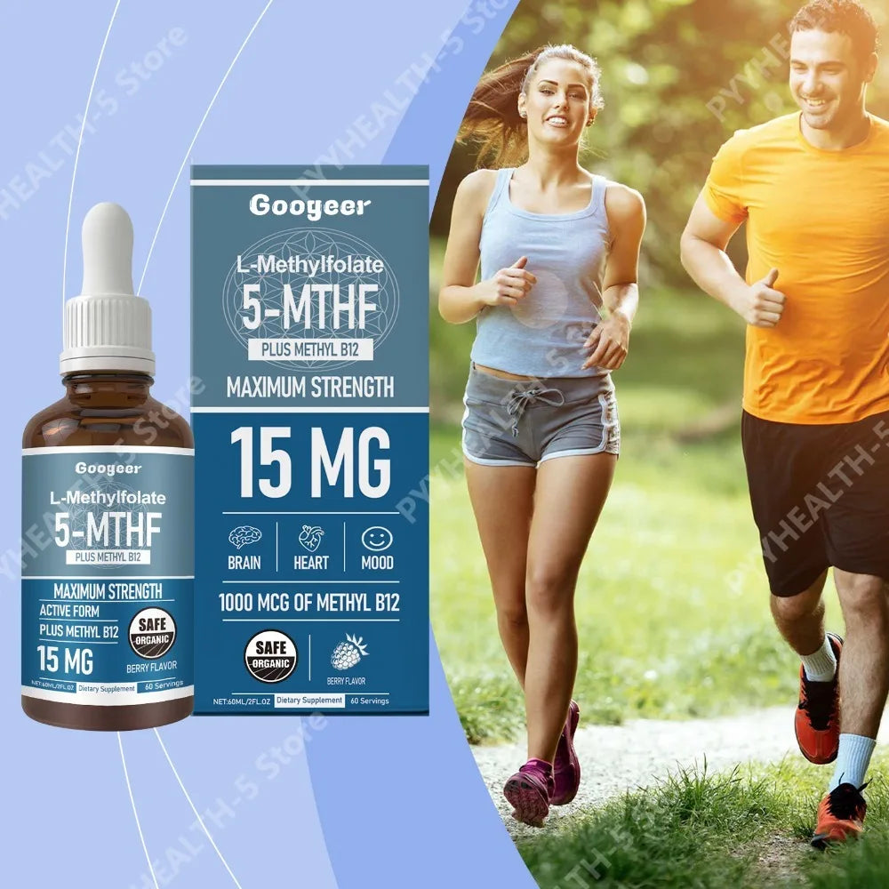 L-Methylfolate & Methyl B12 Liquid Drops | Active 5-MTHF 60ml Liquid Vitamin Drops Qst