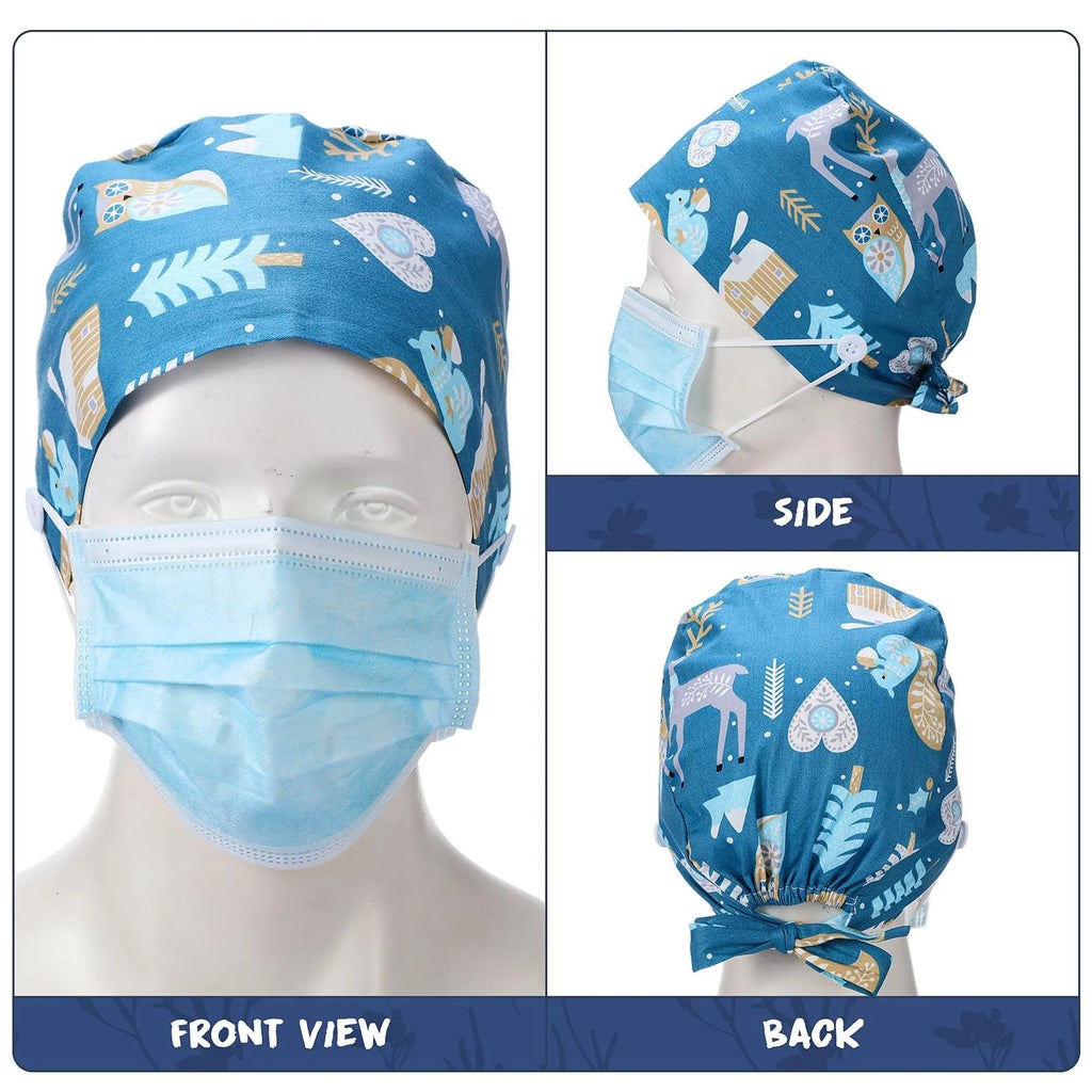 Halloween Skeleton Scrub Cap – Adjustable Unisex Surgical Hat Novelty Scrub Cap Qme