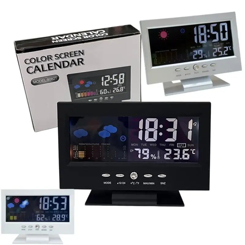 Digital Weather Station Clock Thermometer & Humidity Meter Weather Station Clock Qme