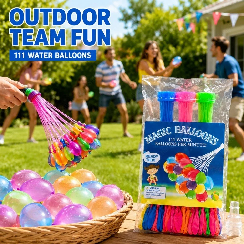 Fast-Fill Water Balloons 111 Pcs – Pool, Beach & Party Fun Water Balloon Set Qme