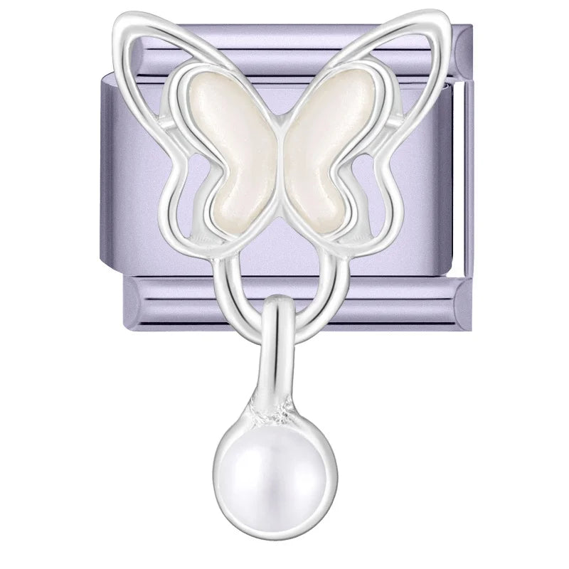 Zircon Butterfly Moon Stars Bow Italian Charm Links – Purple
