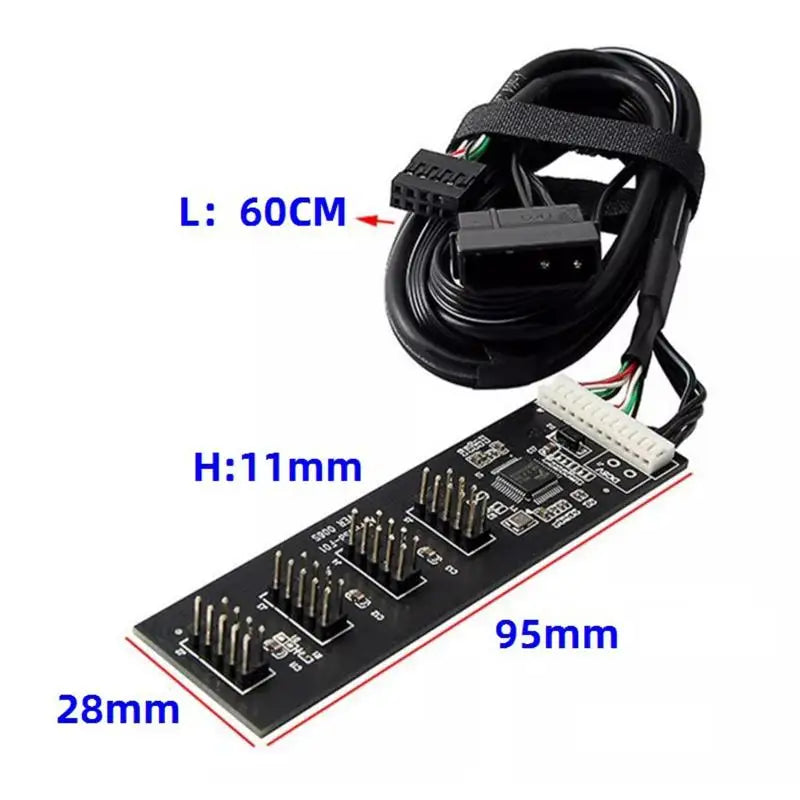 9-Pin to 8-Port USB 2.0 Hub Riser Card – Quad Splitter USB Hub Riser Card Qme