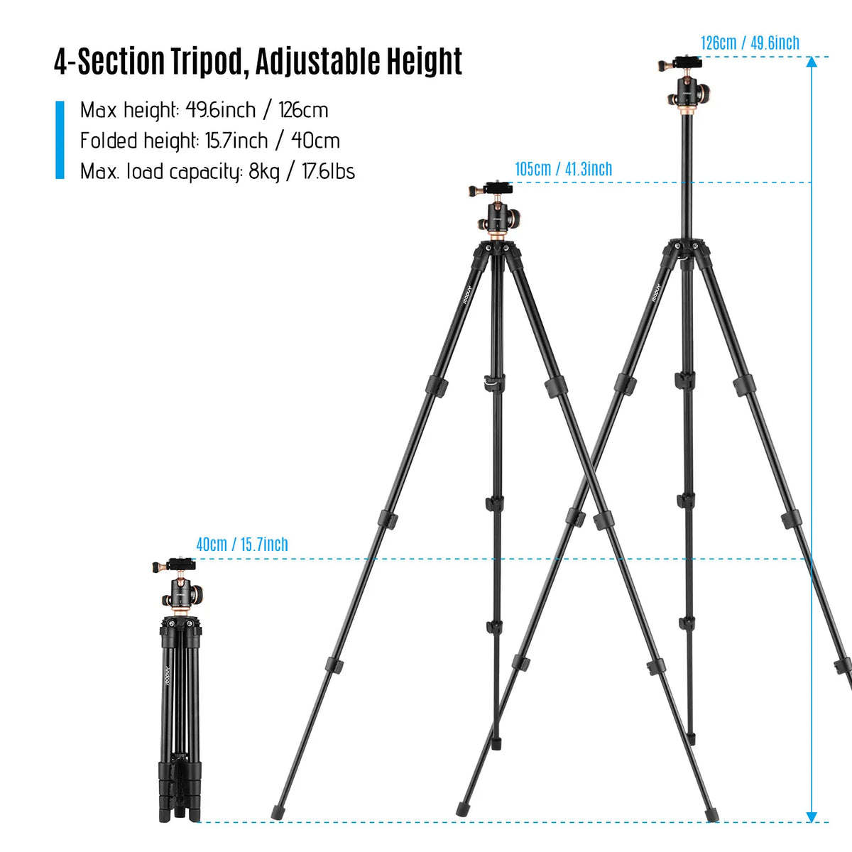 Andoer Q160SA Aluminum Tripod with 360° Panoramic Ball Head Camera Tripod Qst