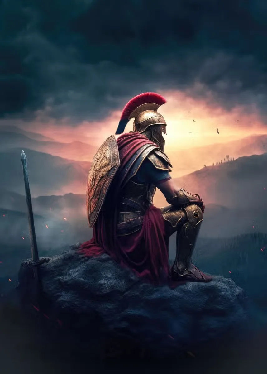 Spartan Warrior Helmet Canvas Wall Art Print | Home Decor Canvas Wall Art Qst J 30X40cm No Framed