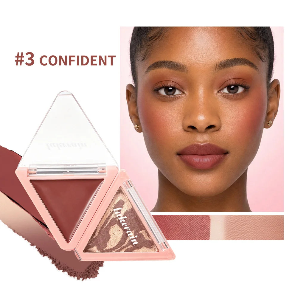 DANCHEL Two-Tone Blush Palette – Dual Cream & Powder Blush Blush Palette Qst 03