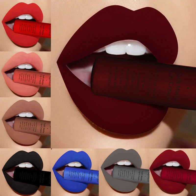 QIBEST Matte Velvet Lip Glaze – Moisturizing & Long-Lasting, 25 Shades Matte Lip Glaze Qme