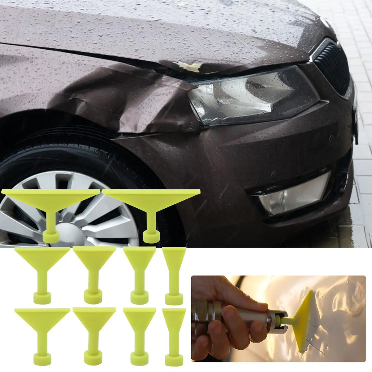 10-Piece Dent Removal Puller Tabs – No-Paint Car Body Repair Dent Repair Tool Qme