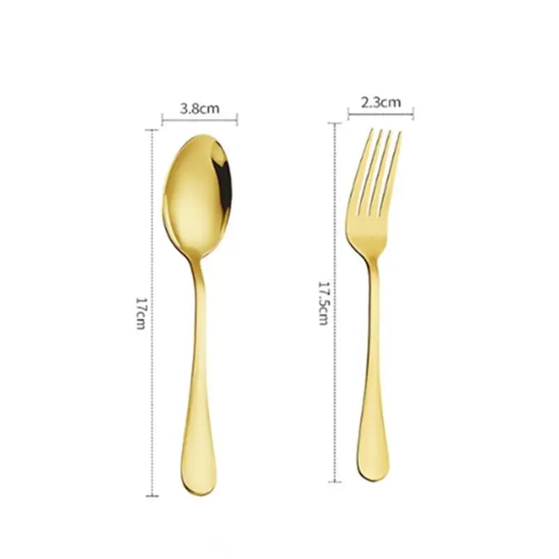 Stainless Steel Flatware Set – Spoon & Fork Cutlery 2-Piece Flatware Cutlery Set Qme Gold