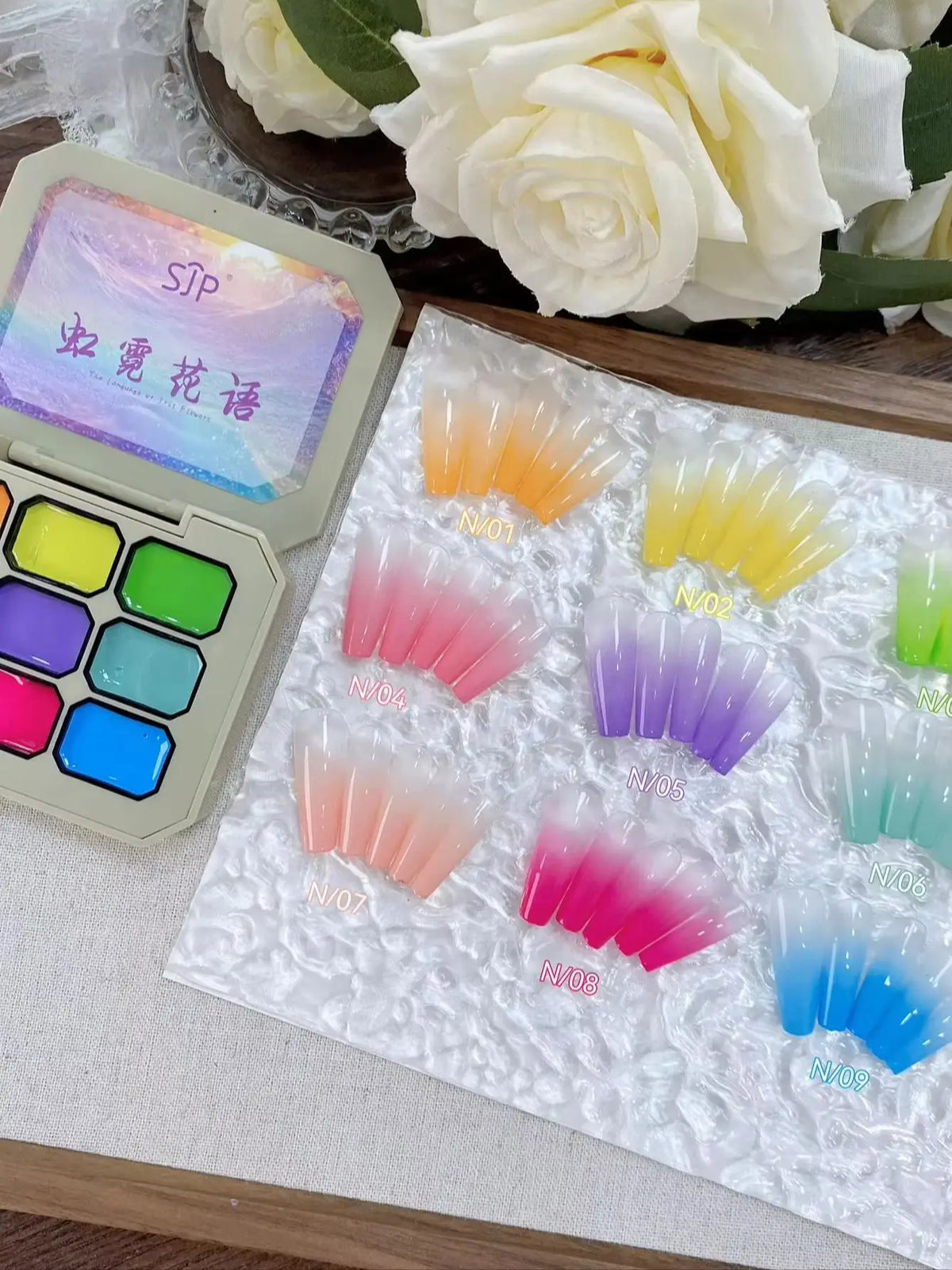 9-Color Rainbow Smudge Nail Polish Set | High Saturation Canned Nail Polish Set Qme 01