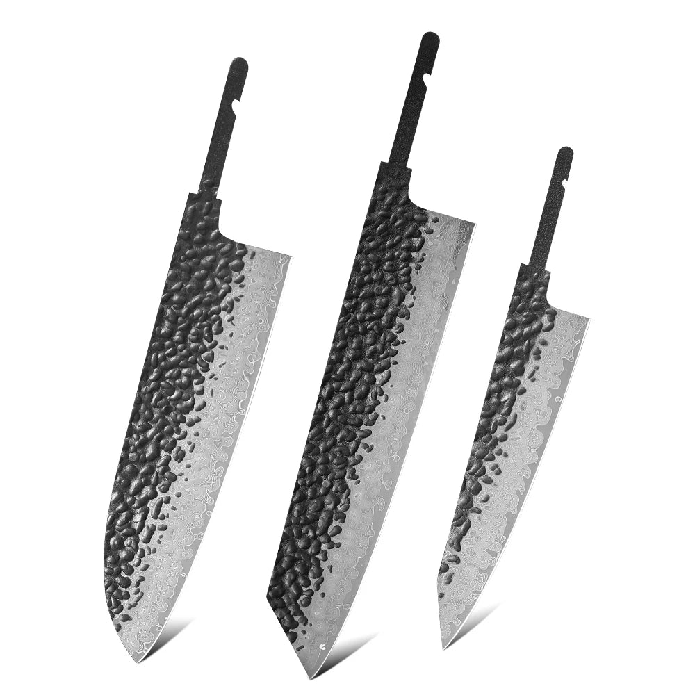 TURWHO Damascus VG10 Blank Knife Blades – DIY Chef Knife Set Blank Knife Blade Qst 3PCS-2