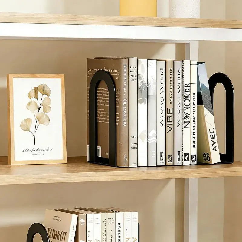 Heavy Duty L-Shaped Iron Bookends – Space-Saving, 1 Pair Iron Bookends Qme