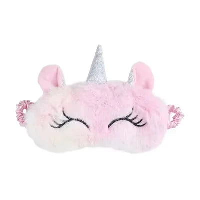 Unicorn Plush Sleep Mask for Kids & Adults – Cute Eye Mask Plush Sleep Mask Qst Pink x 1