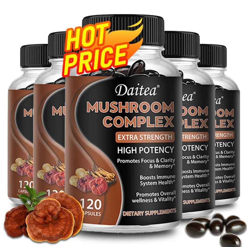 10-in-1 Mushroom Capsules – Lion's Mane, Cordyceps & Reishi Mushroom Supplement Qst