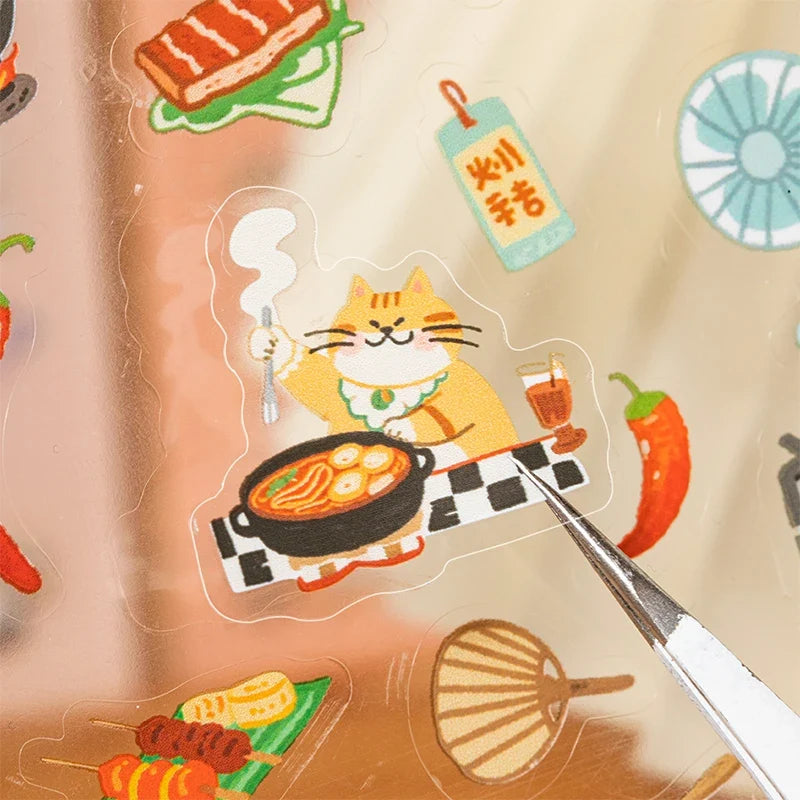 Food Cat Sticker Pack – Notebooks, Journals & Bottles Decorative Sticker Pack Qme