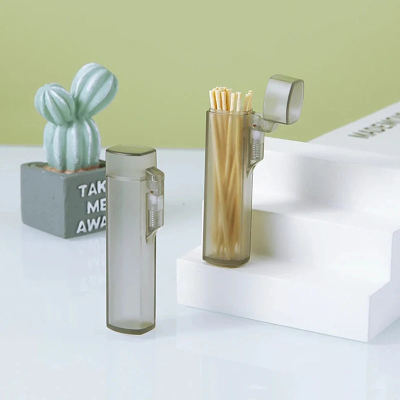 Transparent Portable Toothpick Holder – Travel-Ready Plastic Case Toothpick Holder Qst