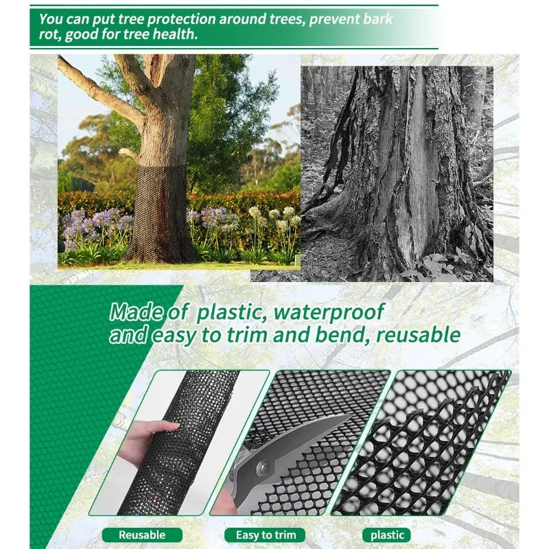 Flexible Net Tree Guard with 50 Ties – Bark Protector Tree Guard Protector Qme