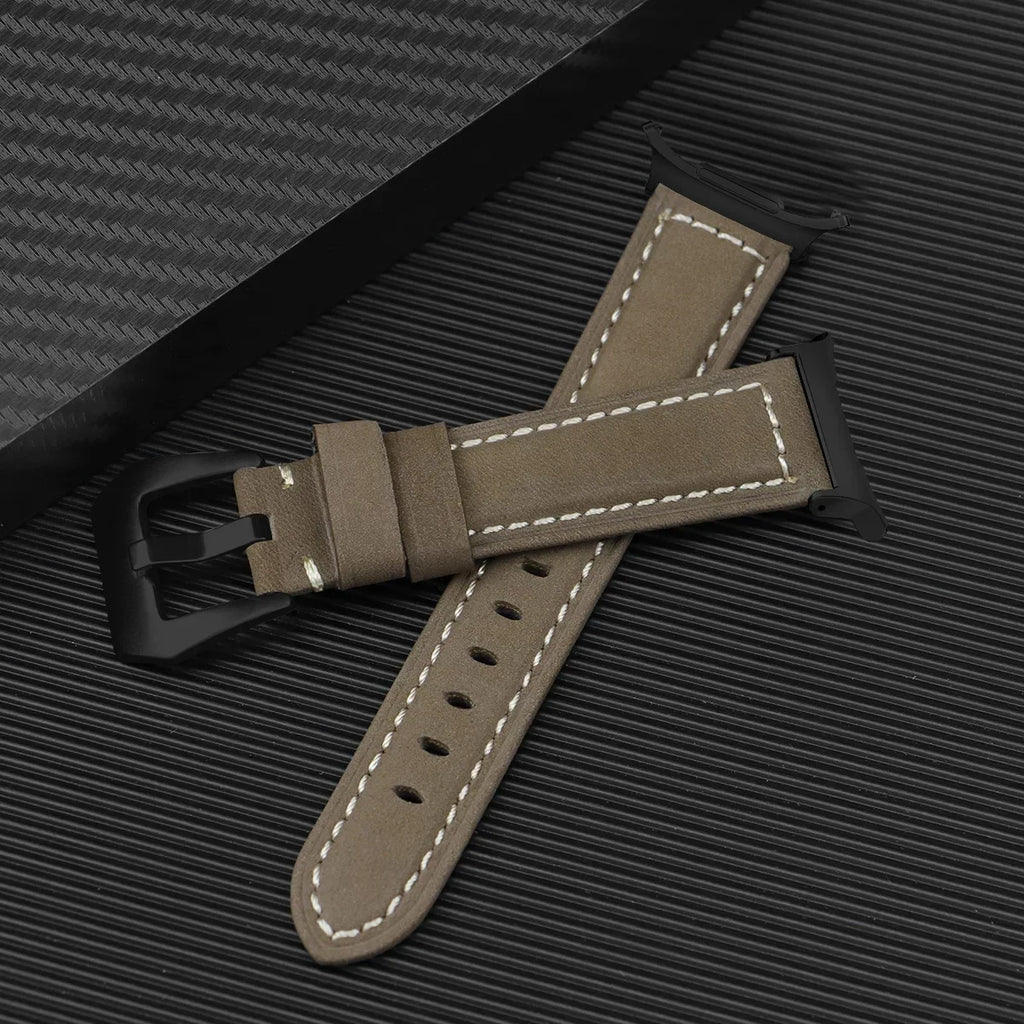 No Gaps Leather Strap Samsung Galaxy Watch 7 Ultra Band Leather Watch Band Qme
