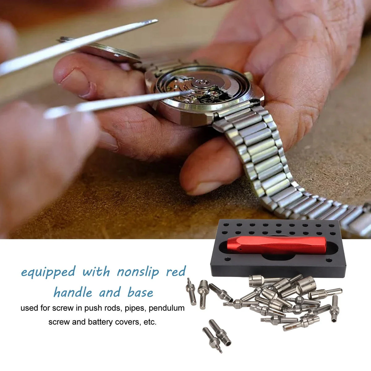 Watch Tube Removing Tool – Anti-Slip Base & Red Handle | Qme Watch Repair Tool Qme