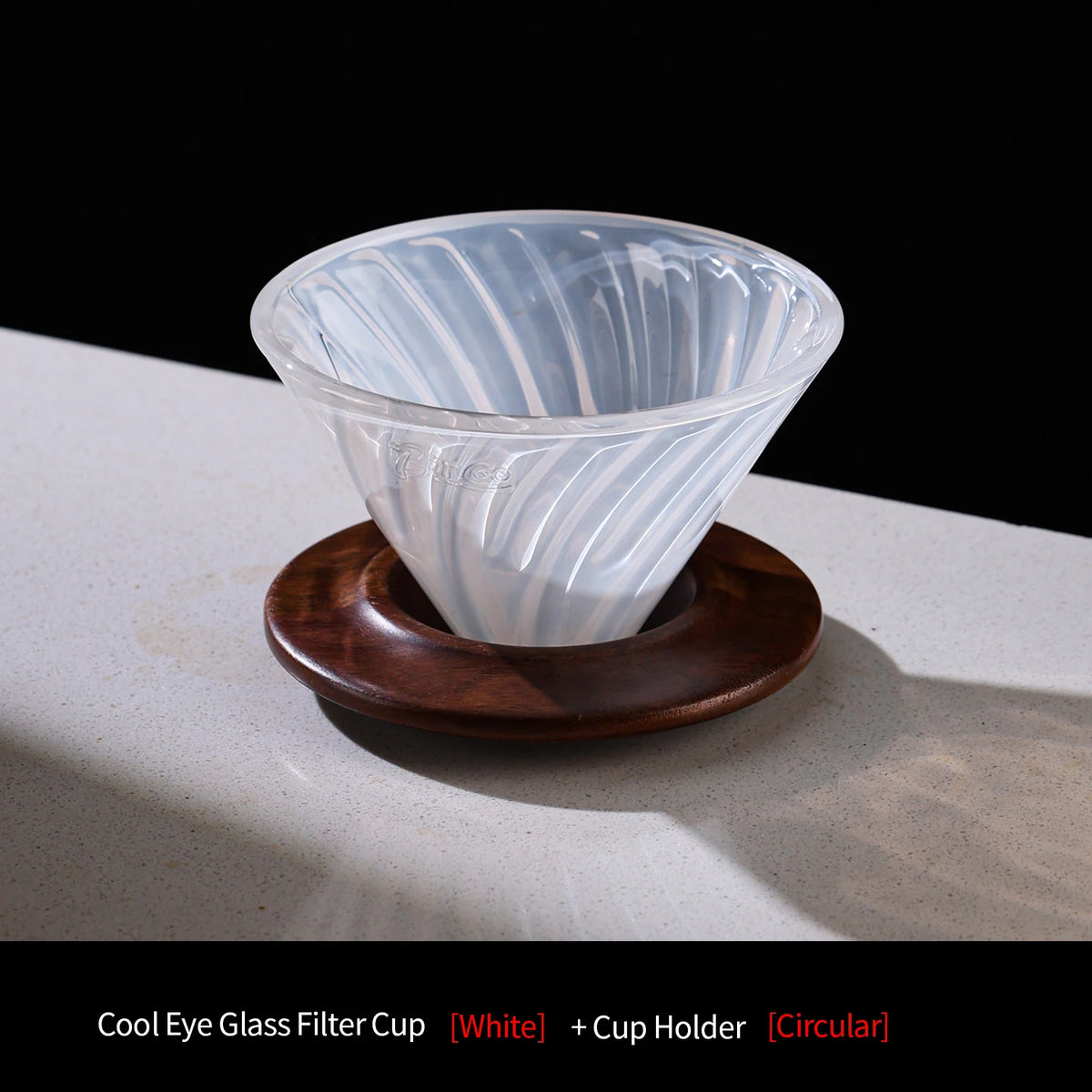 Purple Borosilicate Glass Pour Over Coffee Dripper & Wood Base Pour Over Dripper Qst Brown