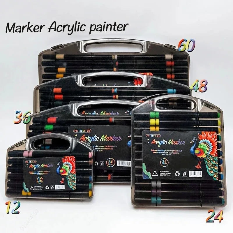 Acrylic Marker Pen Set 12–80 Colors | Waterproof Quick Dry Acrylic Marker Set Qme