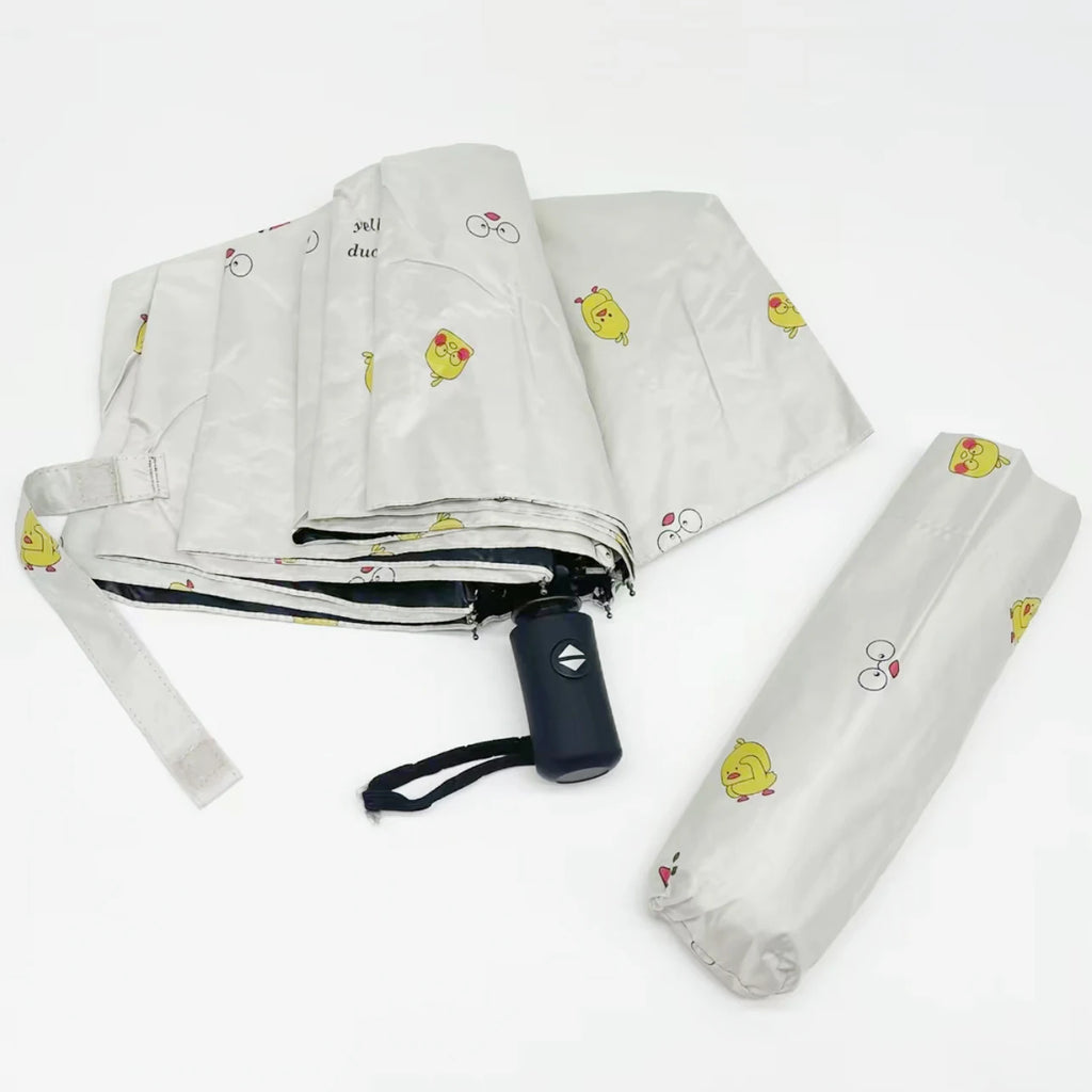 16-Rib Wind-Resistant Auto Folding Umbrella – Yellow Duck Folding Umbrella Qst full-fiber 8K White