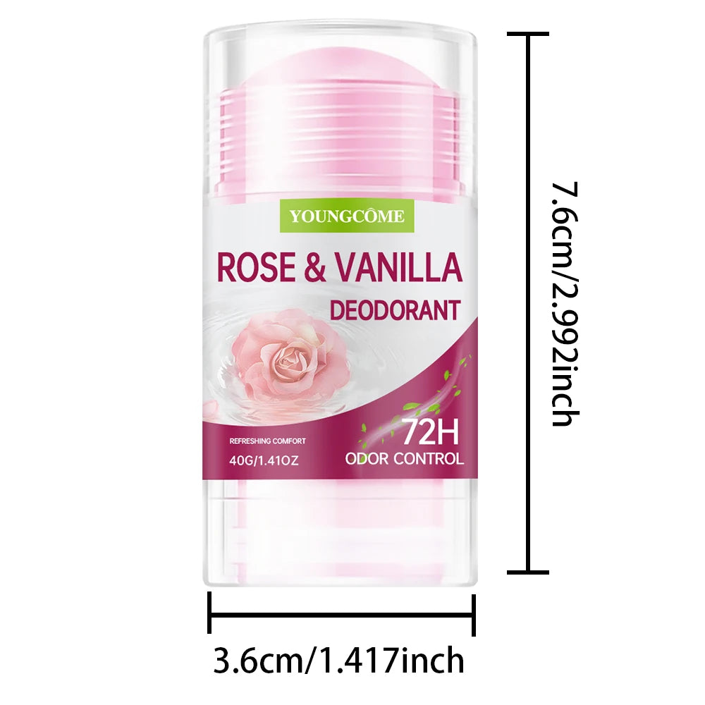 YOUNGCOME Rose & Vanilla Deodorant Stick – Women's Freshness Deodorant Stick Qst 40g