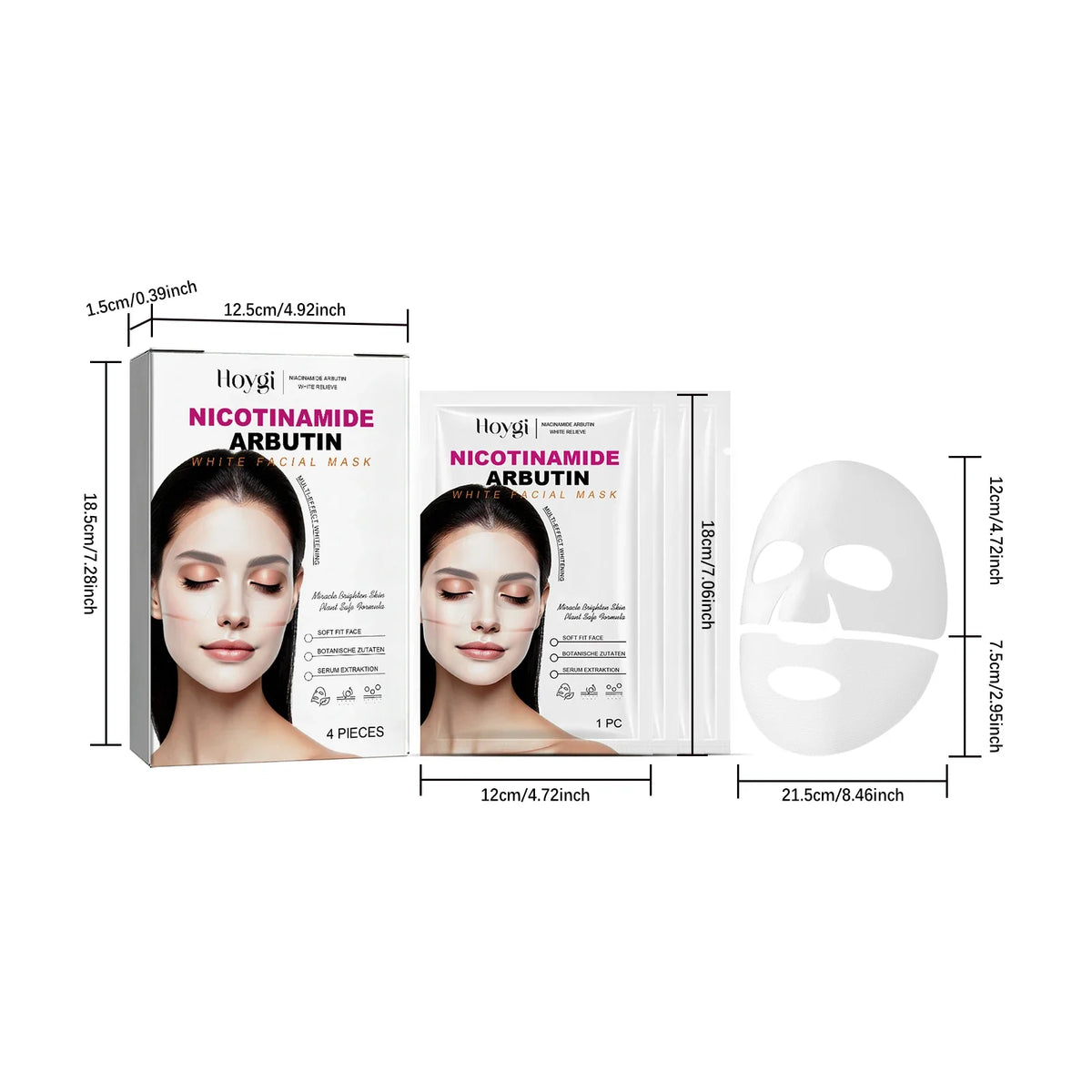 Niacinamide & Arbutin Hydrating Face Mask | Pore Minimizing Brightening Sheet Mask Qme