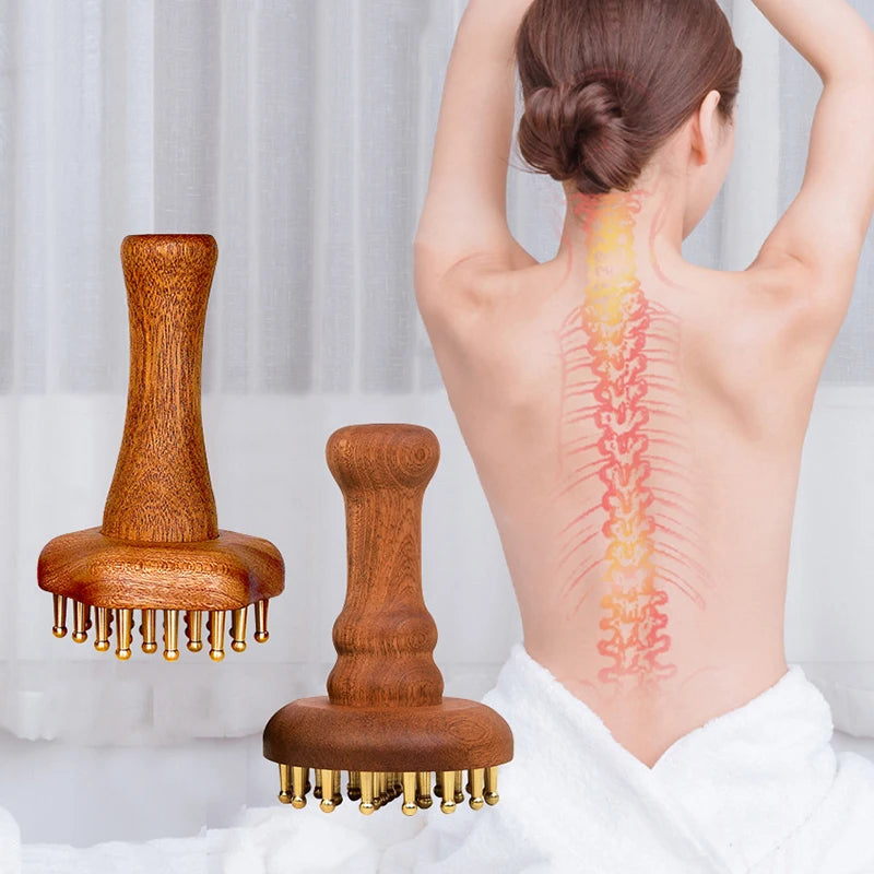 Gua Sha Massage Comb – Brass Copper Head & Wood Handle Gua Sha Massage Comb Qst