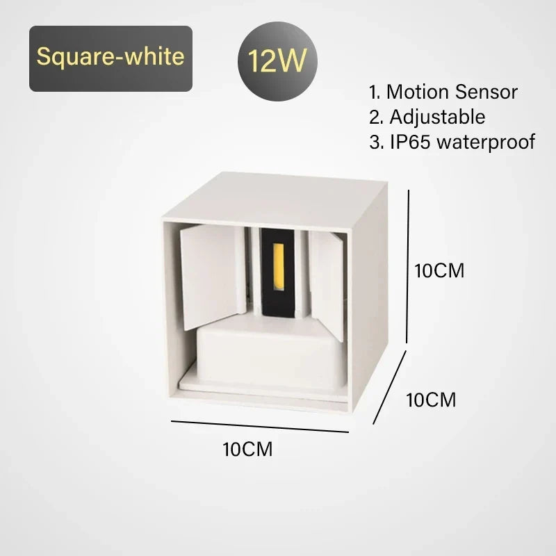 TRAZOS 12W PIR Sensor LED Outdoor Wall Light – IP65 Waterproof Outdoor LED Wall Light Qme Warm white White-12W