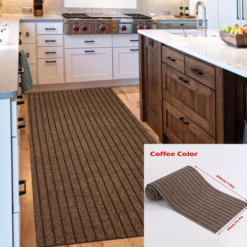 40cm×3m Striped Self-Adhesive Non-Slip Floor Mat & Hallway Rug Hallway Runner Rug Qst Striped coffee 40cmX3m
