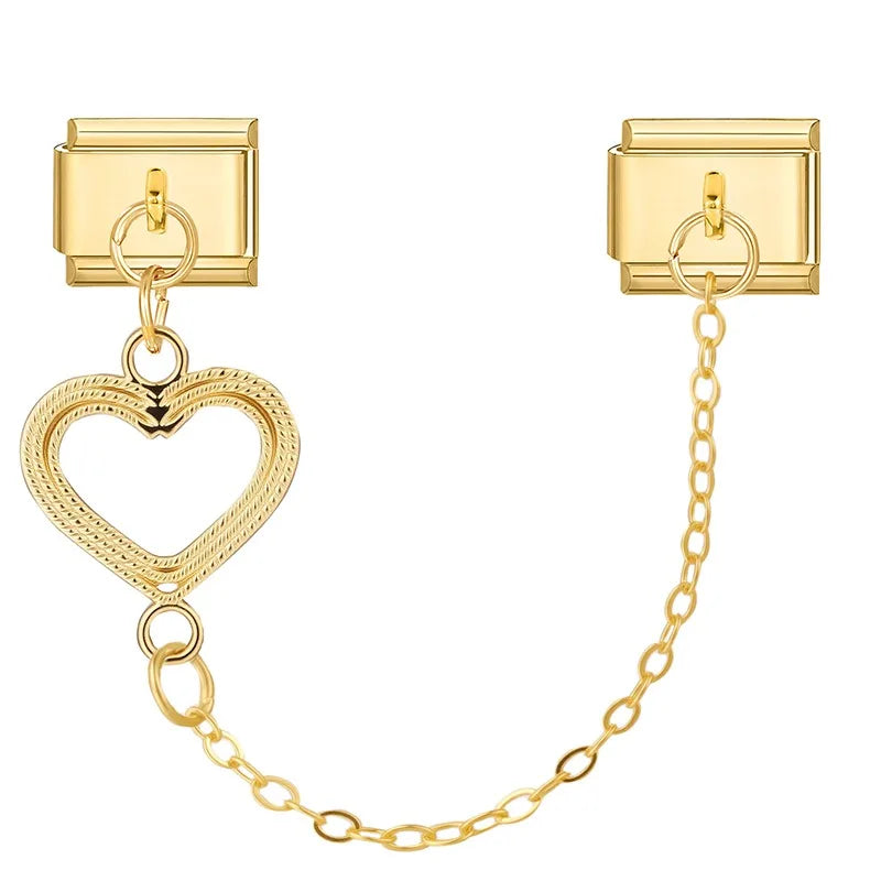 Zircon Heart Moon Stars Planet Italian Charm Links | 9mm Fit