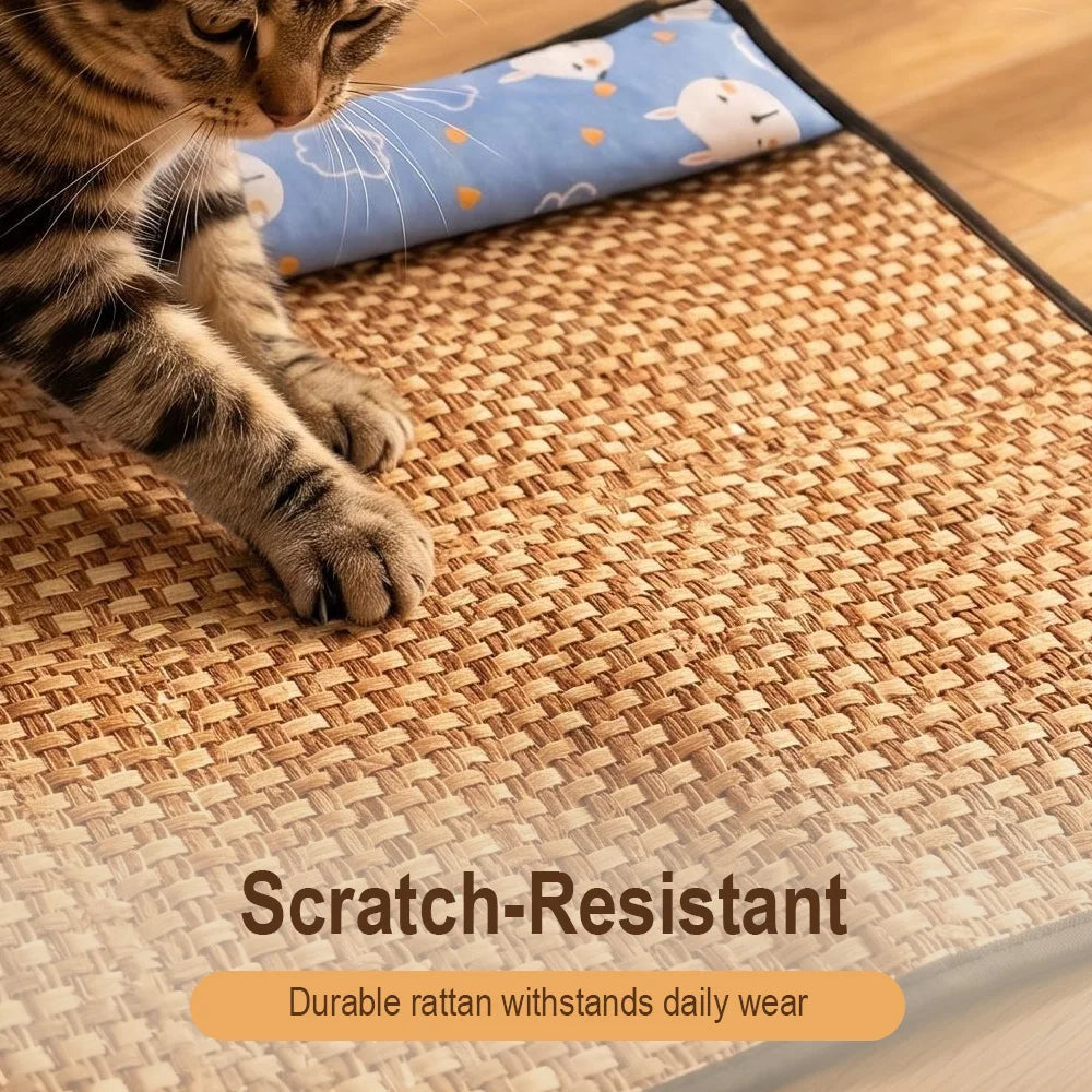 Cat Cooling Mat with Pillow – Breathable Oxford Fabric Bed Cat Cooling Mat Qst