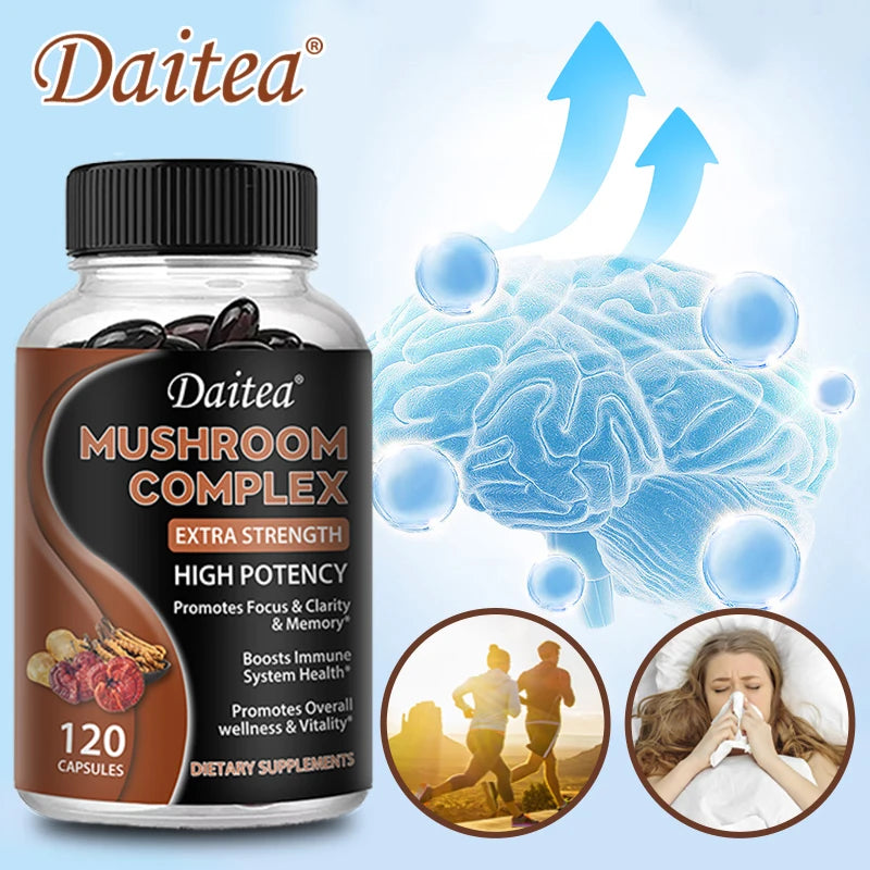 10-in-1 Mushroom Capsules – Lion's Mane, Cordyceps & Reishi Mushroom Supplement Qst