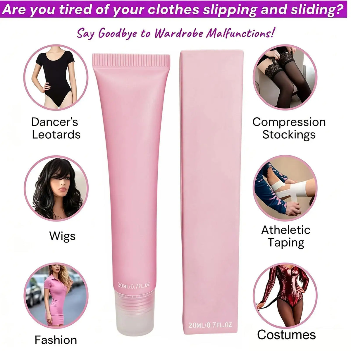 Body Adhesive Clothing Glue – Fast Drying, Sweat Proof, Washable Body Clothing Adhesive Qme