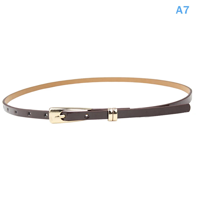 Women's Skinny Candy Color PU Waist Belt – 12 Colors Women's Fashion Belt Qst A7