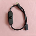 USB Type-C Power Cable with Inline Switch for Raspberry Pi 4 USB Switch Cable Qme Black