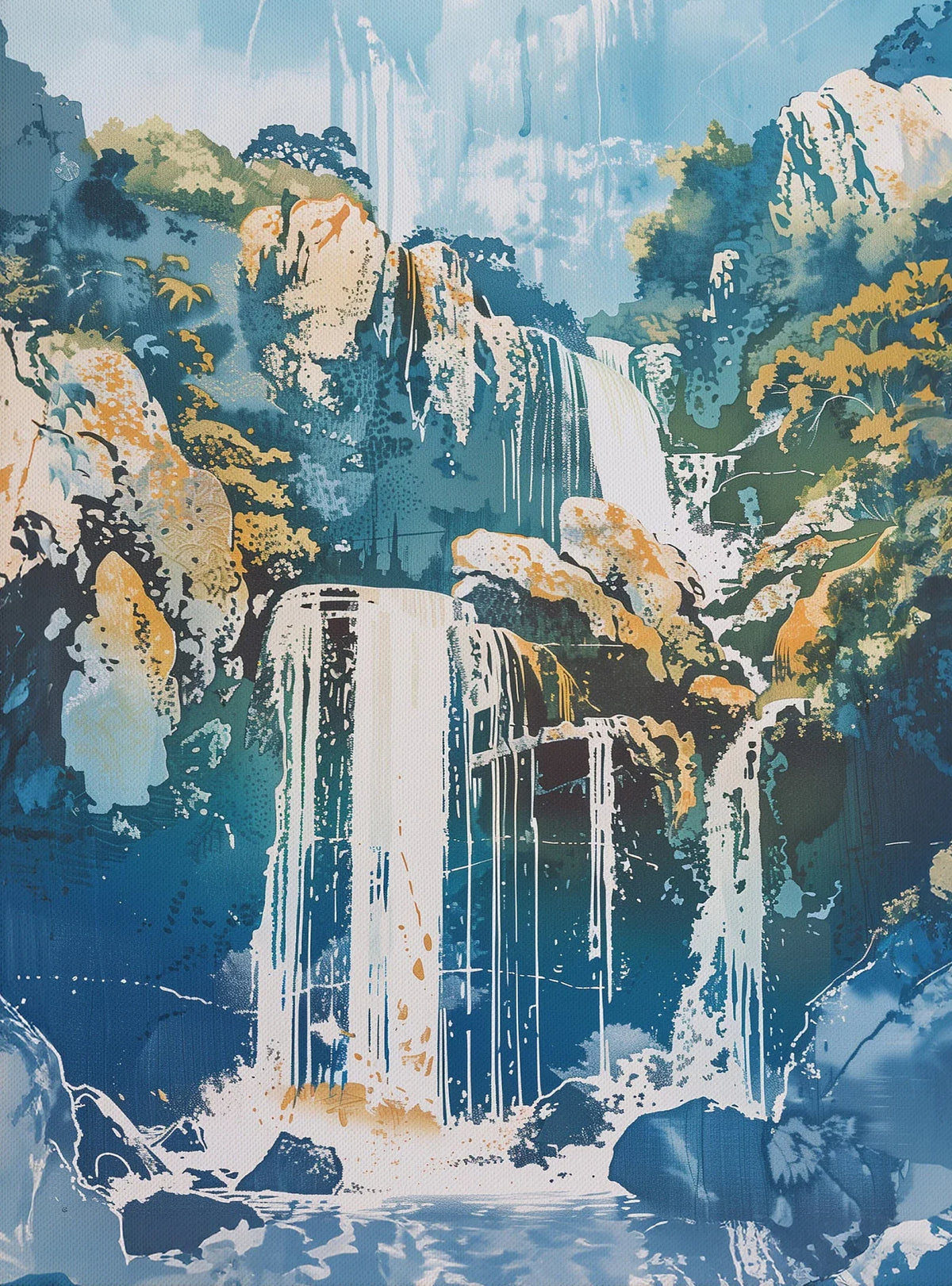 Hokusai Ukiyo-e Japanese Waterfall Canvas Print | Vintage Wall Art Canvas Wall Art Qst DM41-3 30x40cm Unframed