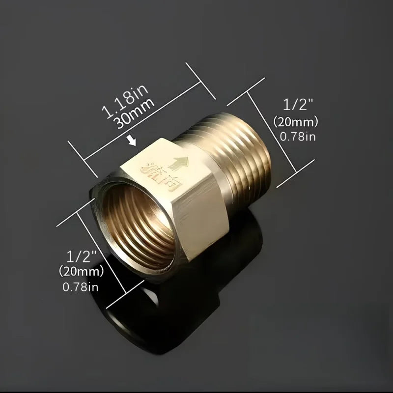 Brass Check Valve G1/2 Thread Anti-Backflow One-Way Valve Plumbing Check Valve Qme