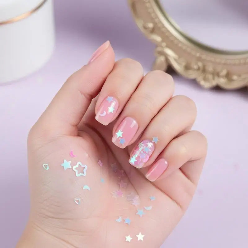3D Star & Moon Nail Art Glitter Holographic Sequins DIY Set Nail Art Glitter Qst
